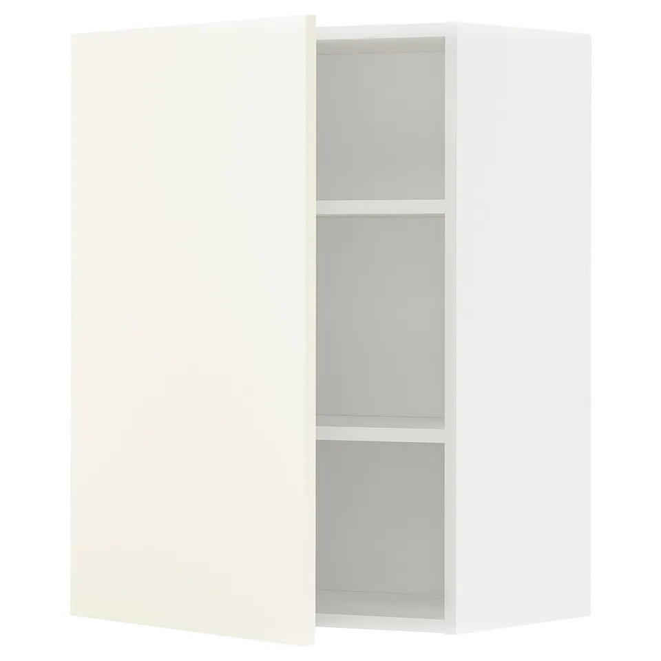 White METOD kitchen cabinet with adjustable shelf, sleek design.