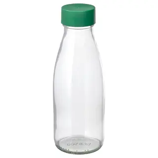 SPARTANSK water bottle, clear glass/green, 0.5 l