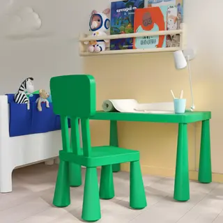 table + chair set: children's table + children's chair, in/outdoor/bright green, 77x55 cm