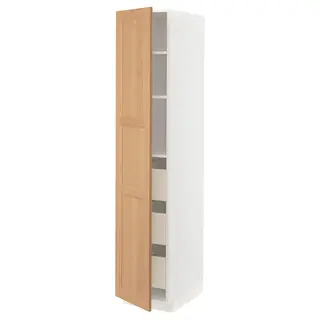 METOD / MAXIMERA high cabinet with drawers, white/Vedhamn oak, 40x60x200 cm