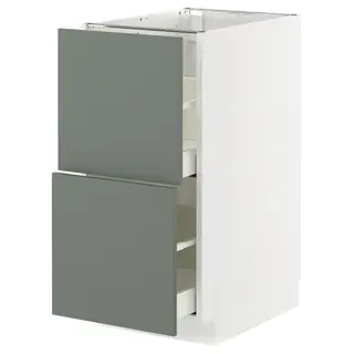 METOD / MAXIMERA base cb 2 fronts/2 high drawers, white/Nickebo matt grey-green, 40x60x80 cm