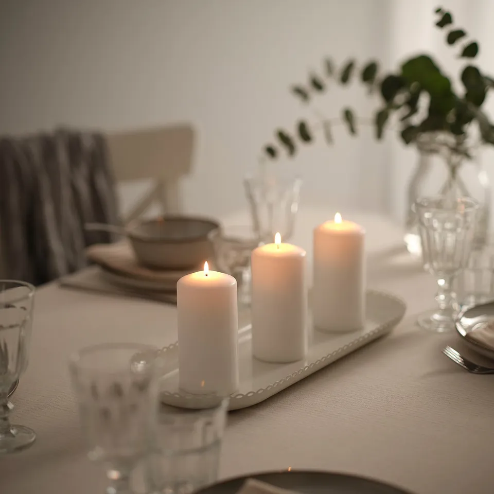 TURTURDUVA Candle dish, off-white, 45x17 cm