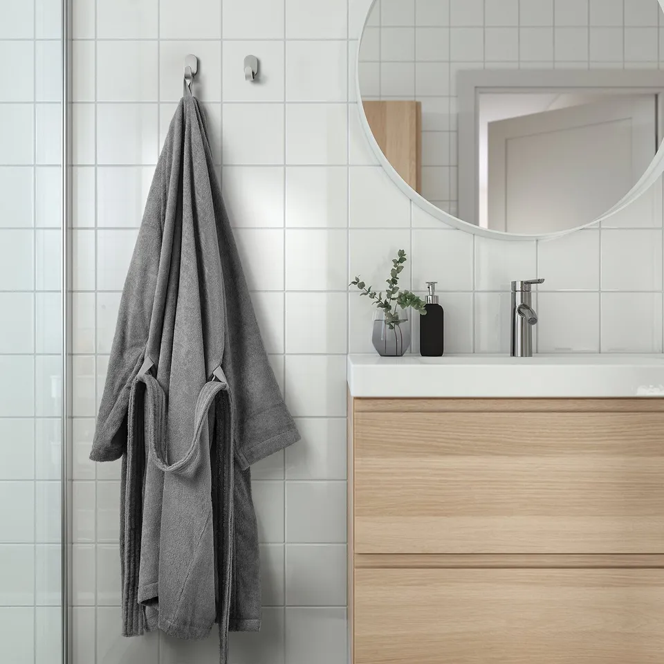 ROCKÅN Bath robe, grey, L/XL