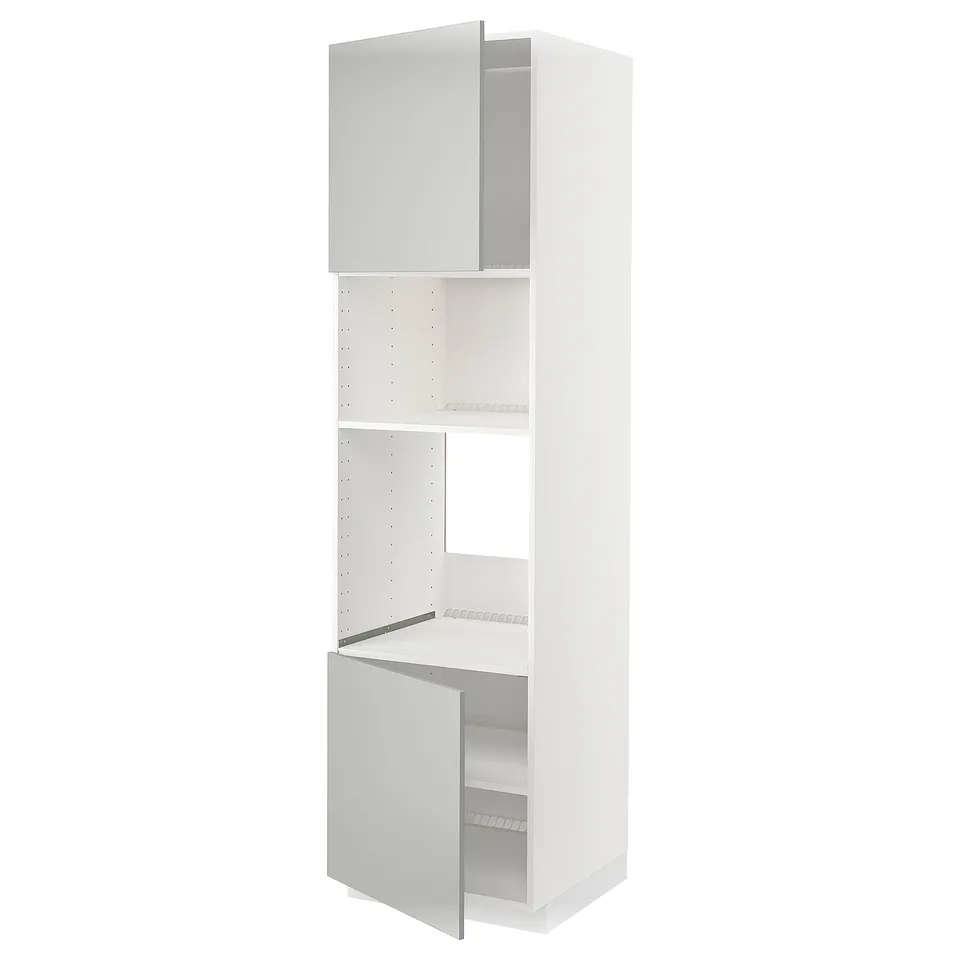 METOD kitchen cabinet, white, tall, three sections, modern, clean design.