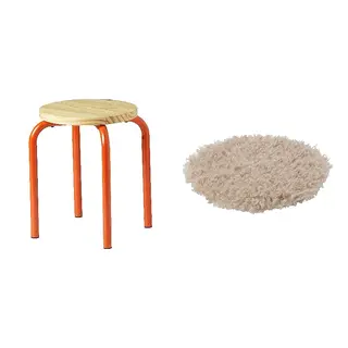 DOMSTEN/MADONNALILJA set: stool + chair pad, orange/pine + beige, Height 45 cm