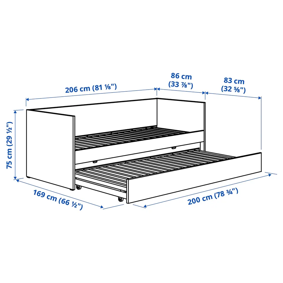 VIHALS Day-bed w trundle bed/2 mattresses, white/Ågotnes firm, 80x200 cm