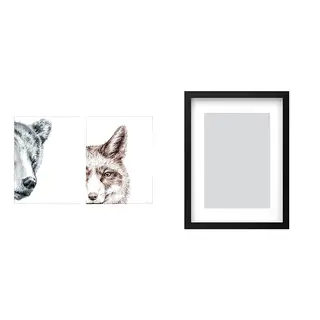 poster + frame set: poster + frame, bear and fox + black, 30x40 cm