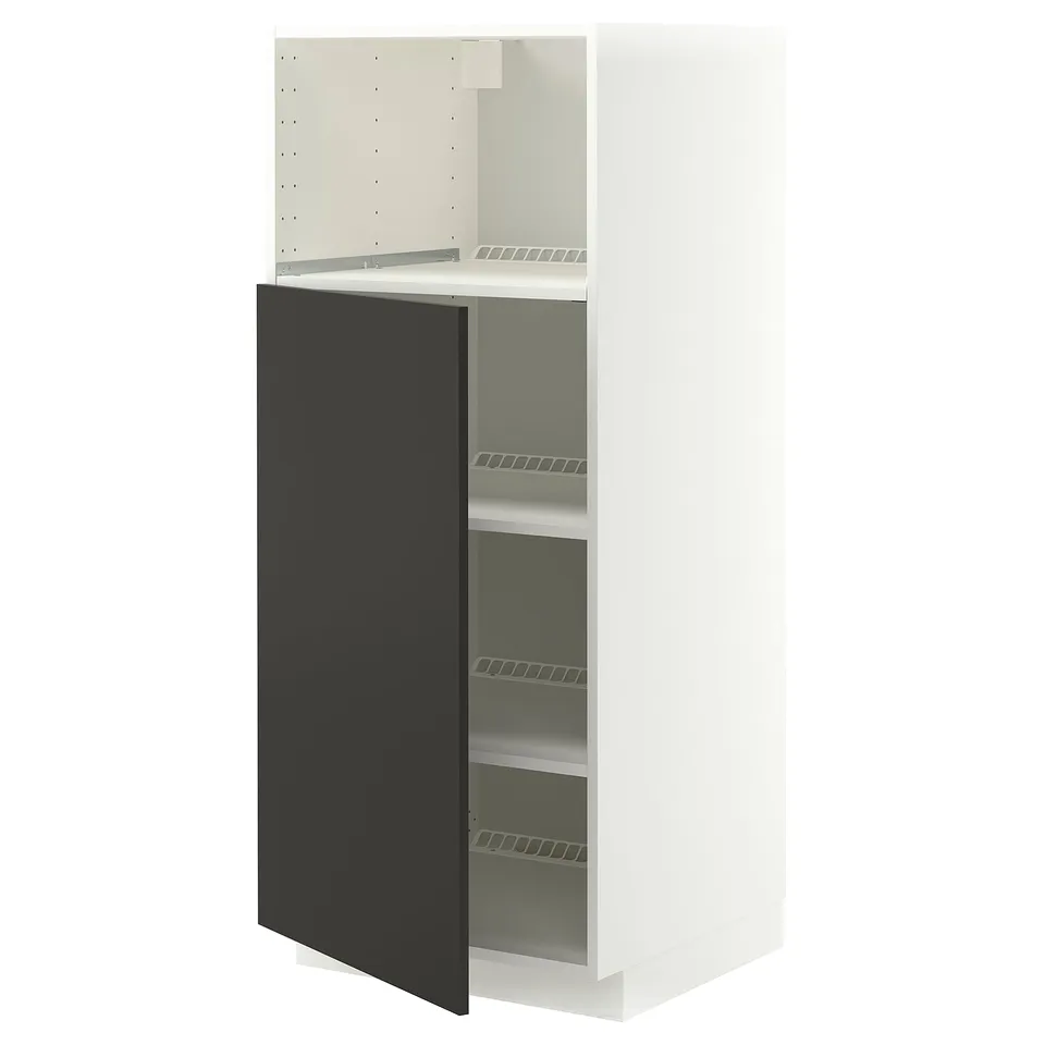 METOD High cabinet f built-in appliances, white/Nickebo matt anthracite, 60x60x140 cm