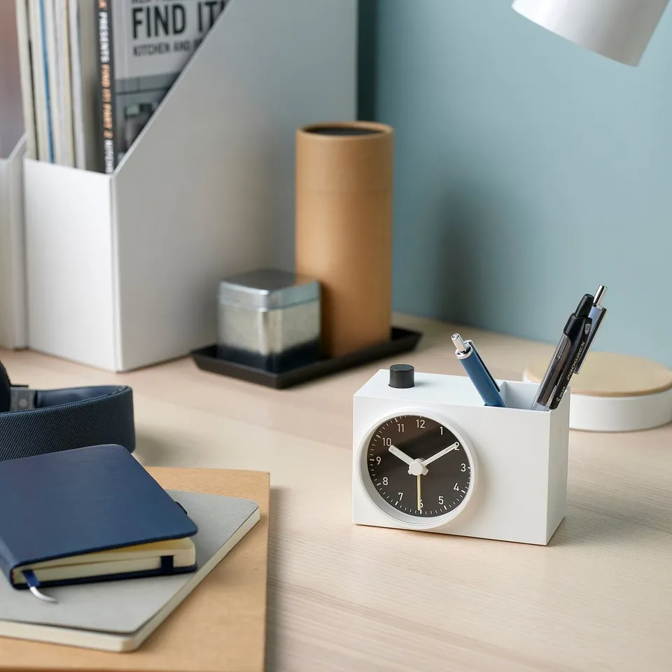 ÖKENMARSVIN Alarm clock, white, 11x6x9 cm