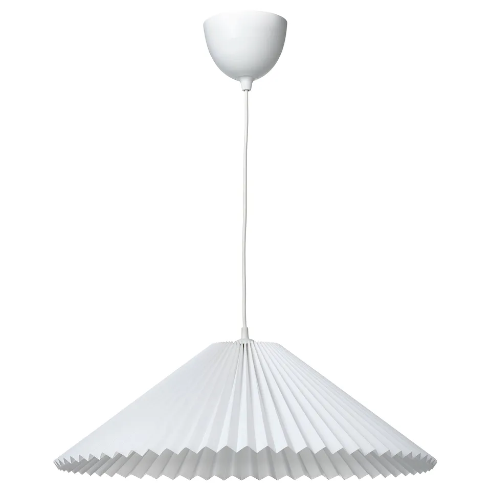 KUDDLAVA / HAVSDJUP Pendant lamp, pleated white, 59 cm