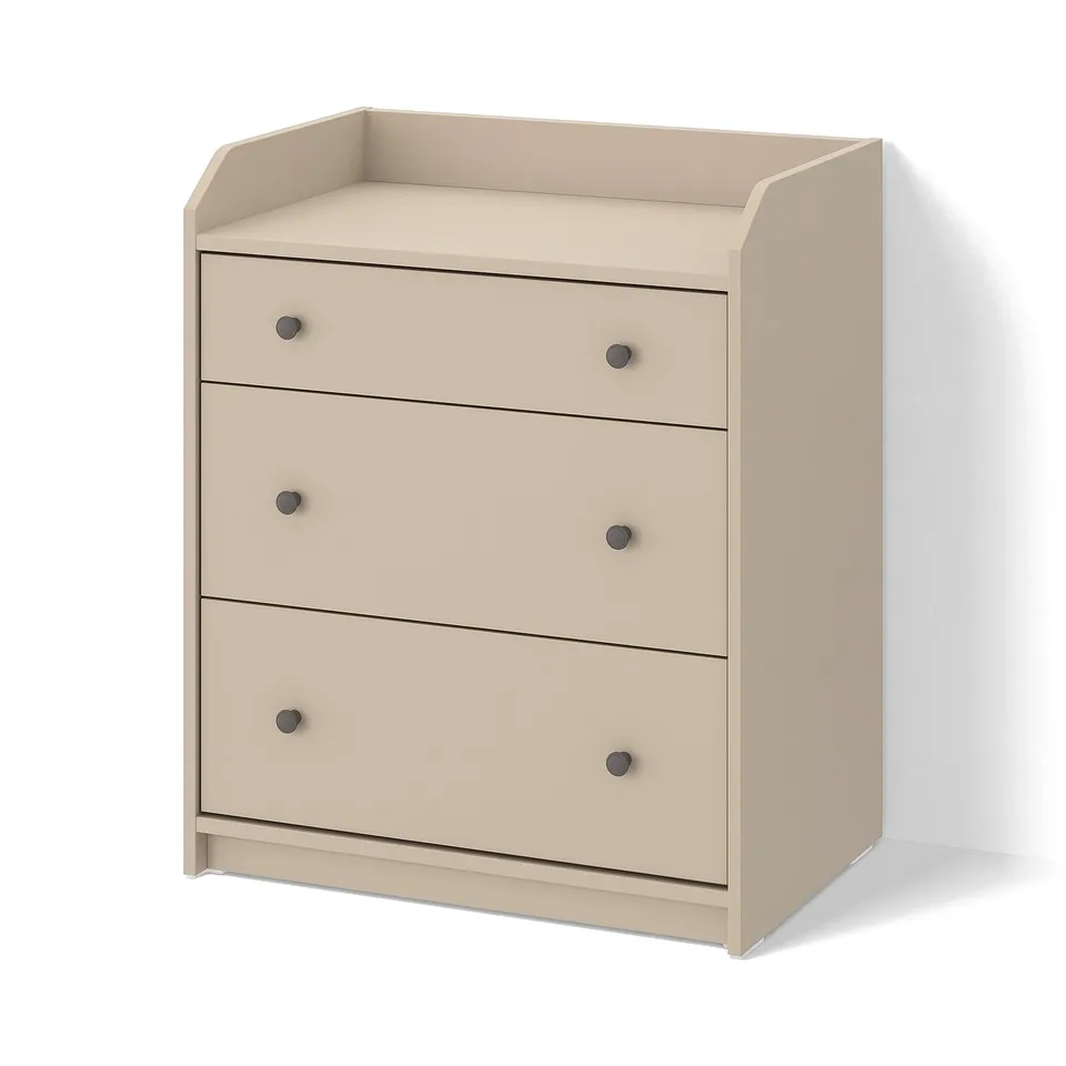 HAUGA Chest of 3 drawers, beige, 70x46x84 cm