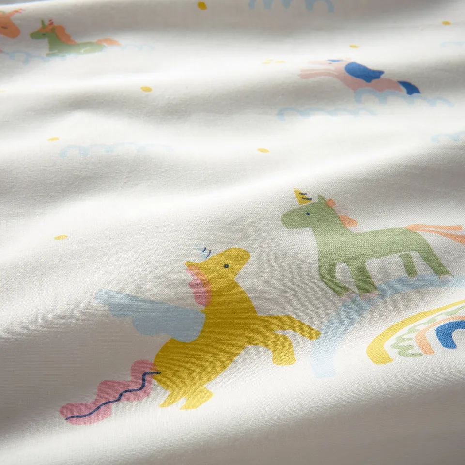 BARNDRÖM Duvet cover and pillowcase, white multicolour/unicorn pattern, 150x200/50x80 cm