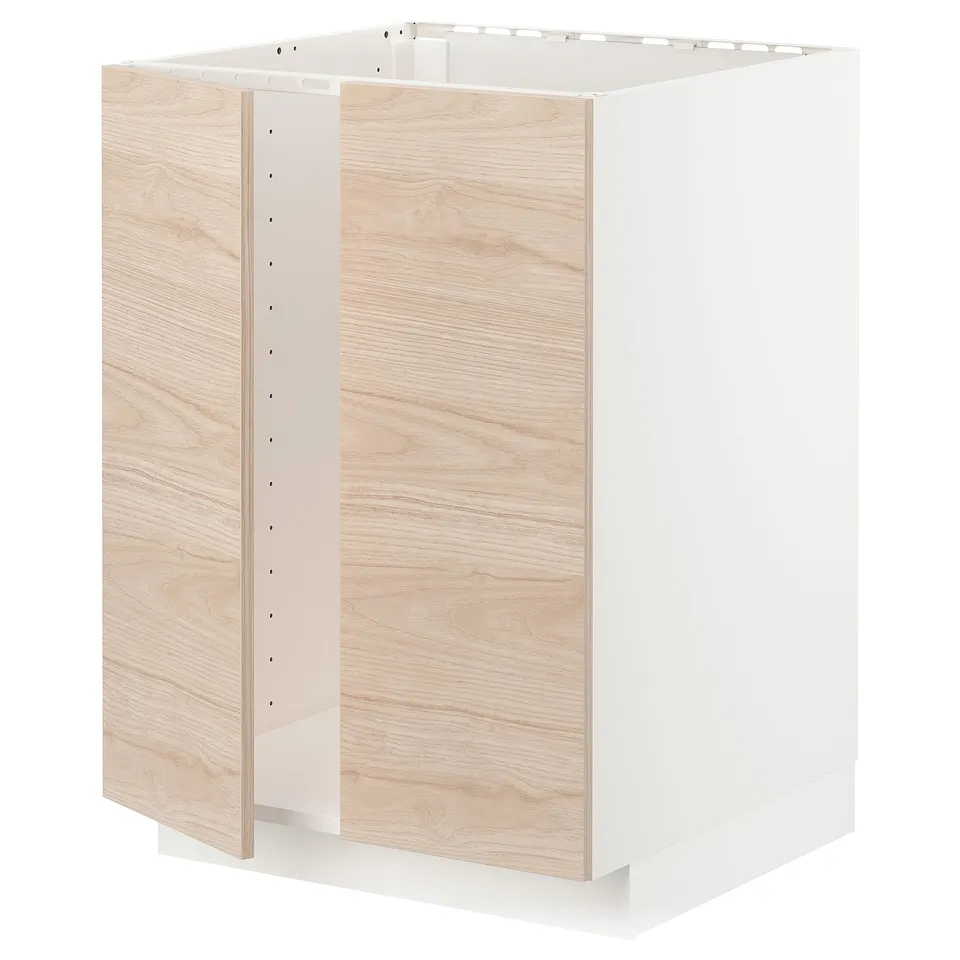 Ikea METOD kitchen unit, white & light wood grain, rectangular, 25-year guarantee.