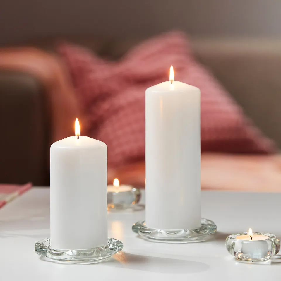 FENOMEN Unscented pillar candle, natural, 19 cm 70 hr