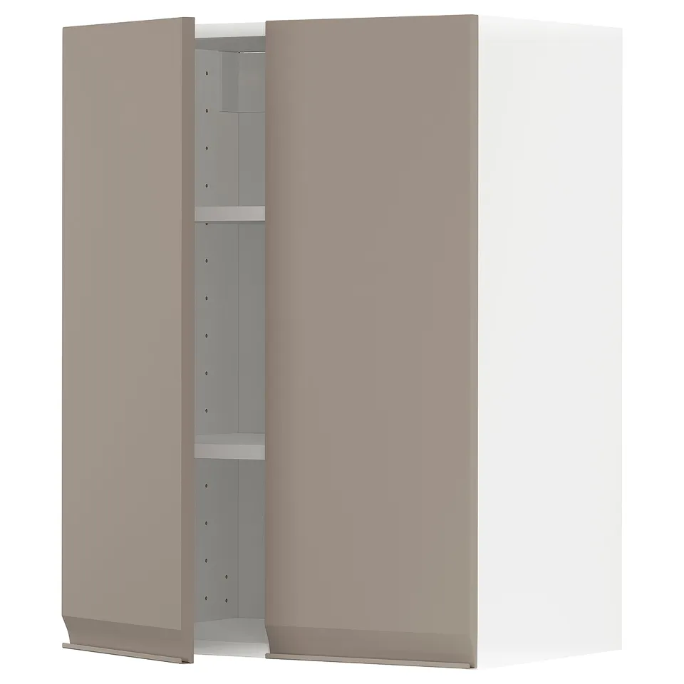 A modern kitchen cabinet named METOD with a slim grey-beige door and integrated handles.