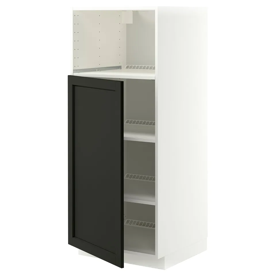 METOD High cabinet f built-in appliances, white/Lerhyttan black stained, 60x60x140 cm