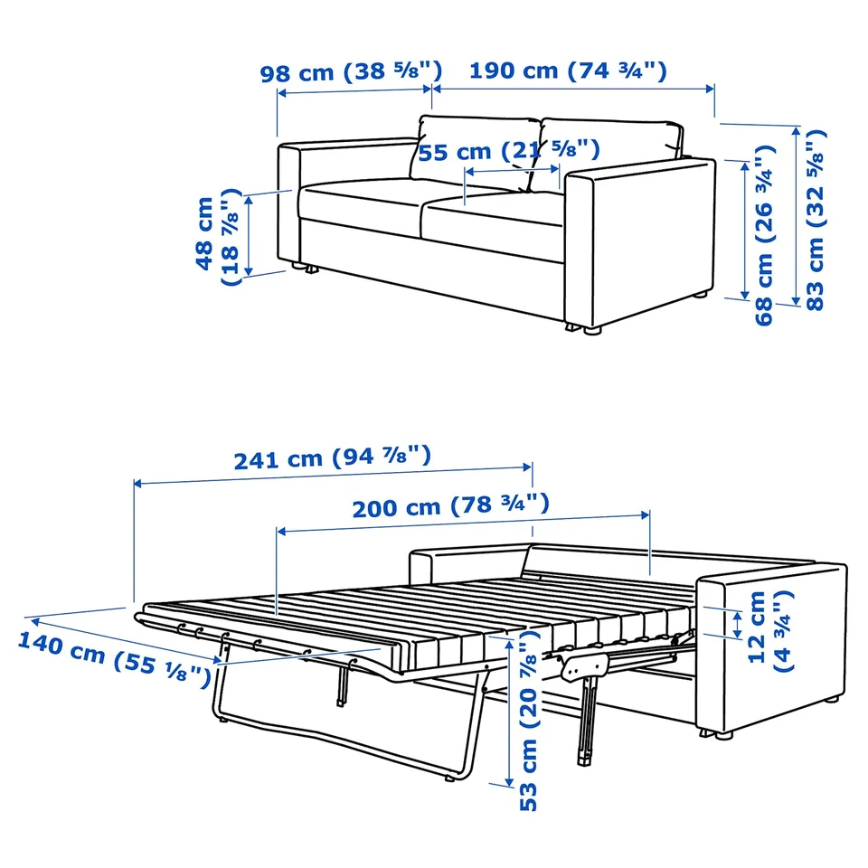 VIMLE 2-seat sofa-bed, Gunnared medium grey