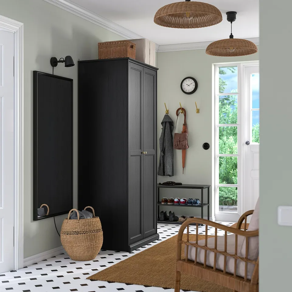FÅGELFJÄLLET Wardrobe with 2 doors, black oak effect, 82x60x194 cm