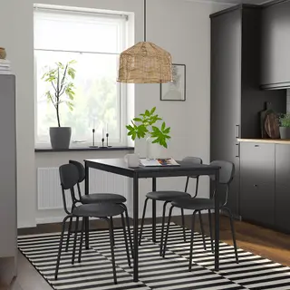 SANDSBERG set: chair x4, black + anthracite/Remmarn anthracite, 110x67 cm