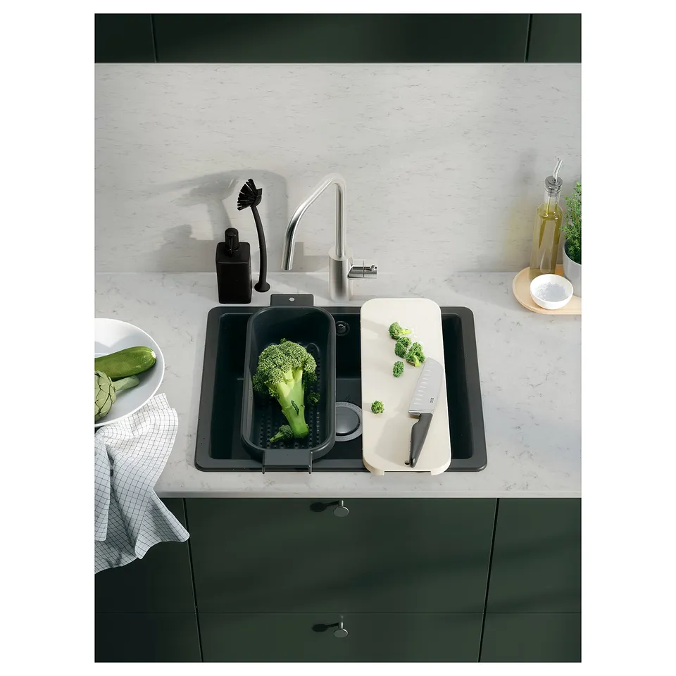 KILSVIKEN Inset sink, 1 bowl, black quartz composite, 56x46 cm