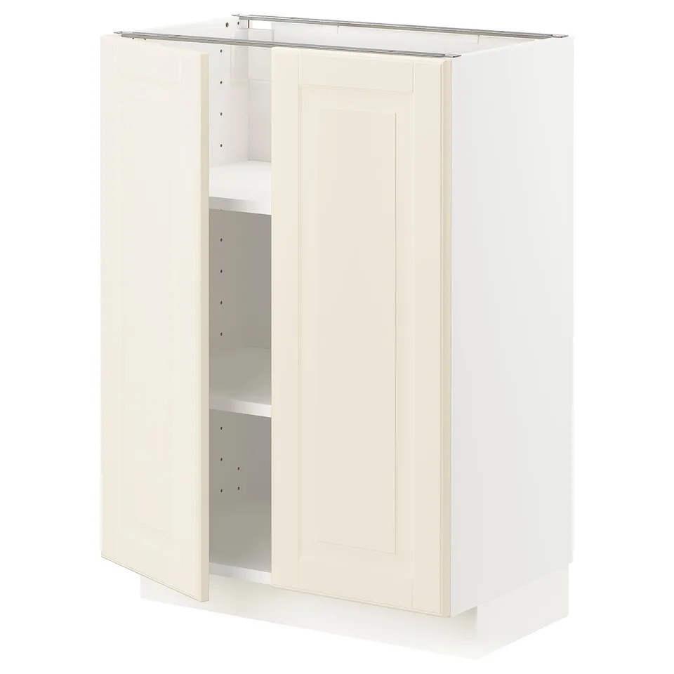 Ikea METOD off-white kitchen cabinet with adjustable shelves.