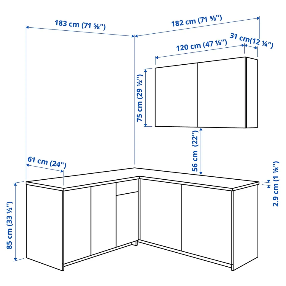 Illustration with measurements for the product: KNOXHULT.