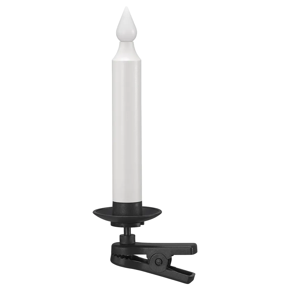 STRÅLA LED candle, clip-on battery-operated/black