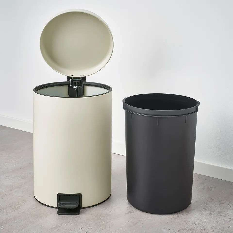 STENTRAPPA Pedal bin, light grey-beige, 18 l