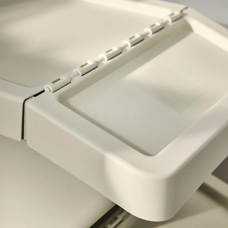 SORTERA Sorting bin with lid, beige, 37 l
