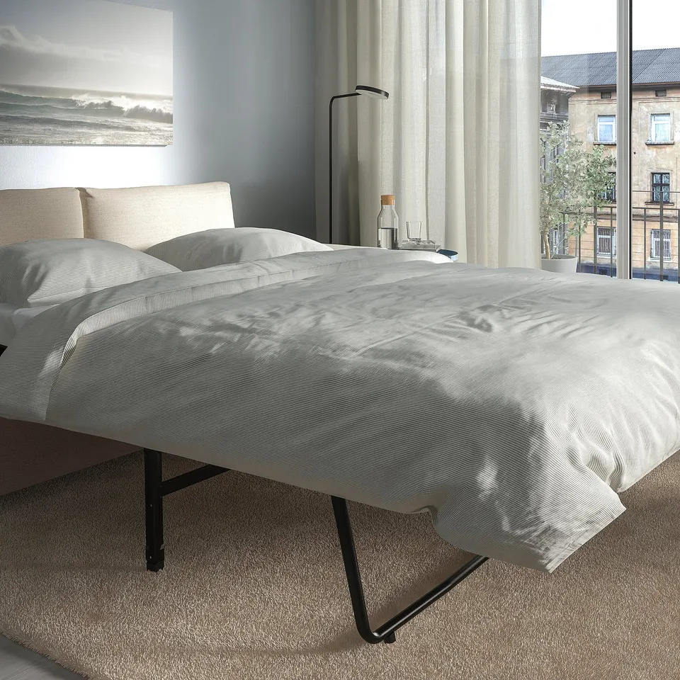VIMLE 2-seat sofa-bed, with wide armrests/Gunnared beige