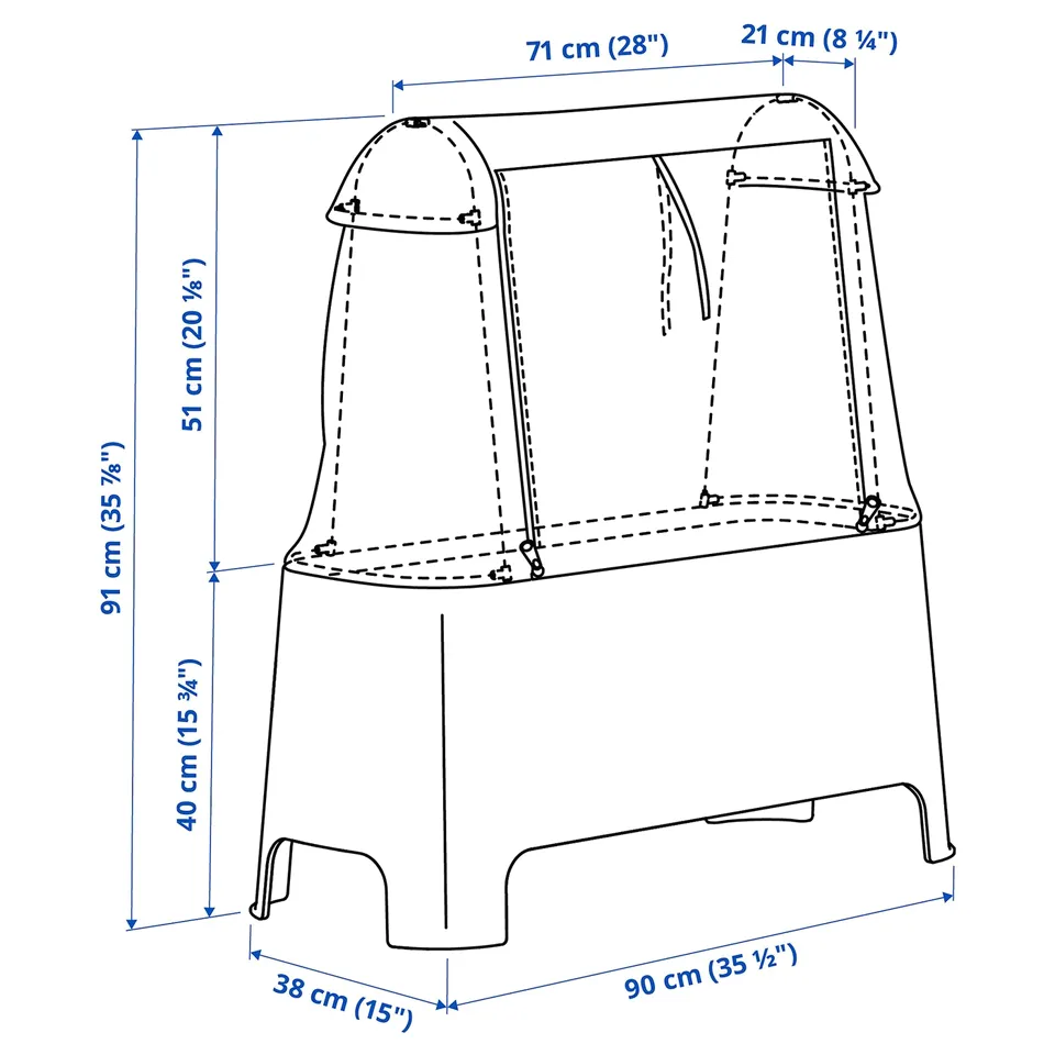 Illustration with measurements for the product: ASPAREN.