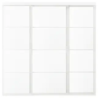SKYTTA / LUNDBRÄSMA sliding door combination, white/checkered glass, 251x240 cm