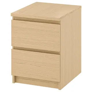 MALM chest of 2 drawers, white stained oak veneer, Width 40 x Depth 48 x Height 55 cm