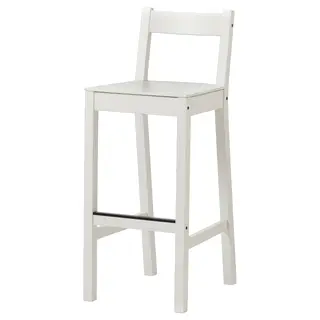 NORDVIKEN bar stool with backrest, white, Width 40 x Depth 48 x Height 101 cm