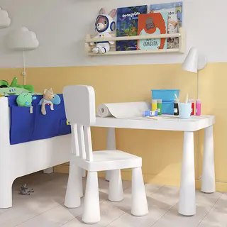 MAMMUT set: children's table + children's chair, in/outdoor white + in/outdoor/white, 77x55 cm