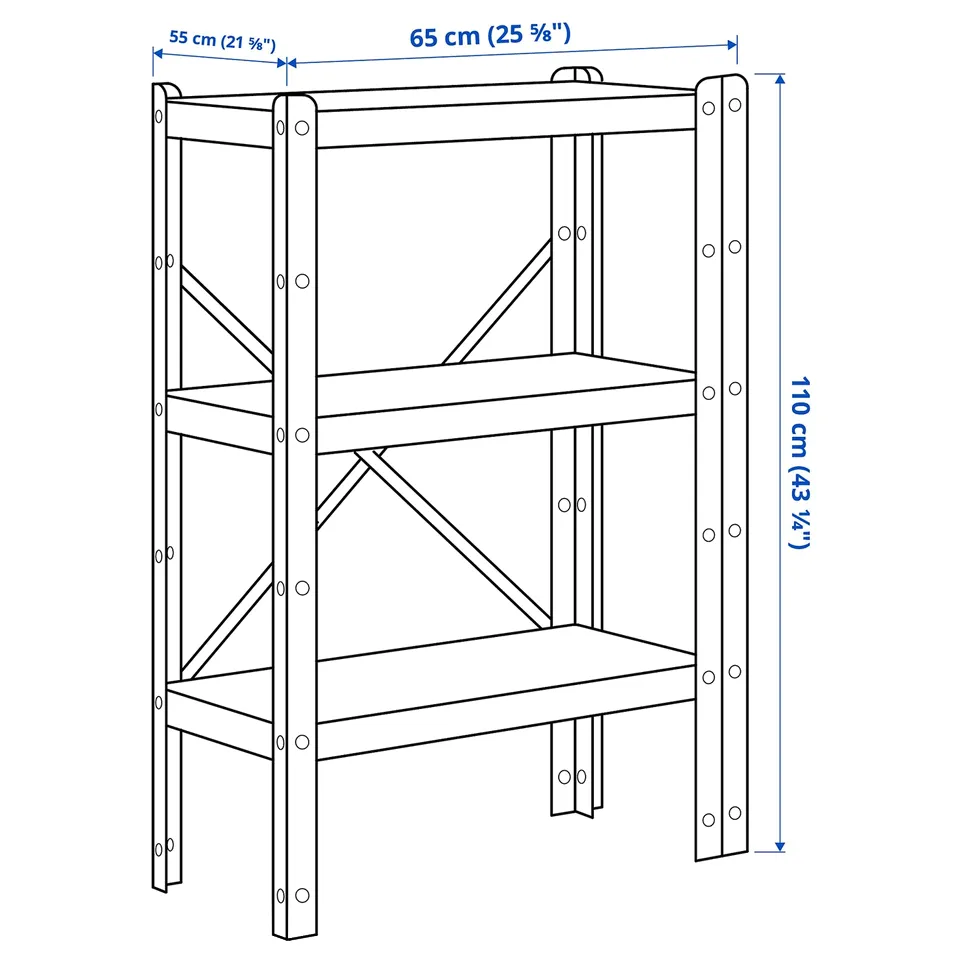 BROR Shelving unit, black, 234x55x190 cm