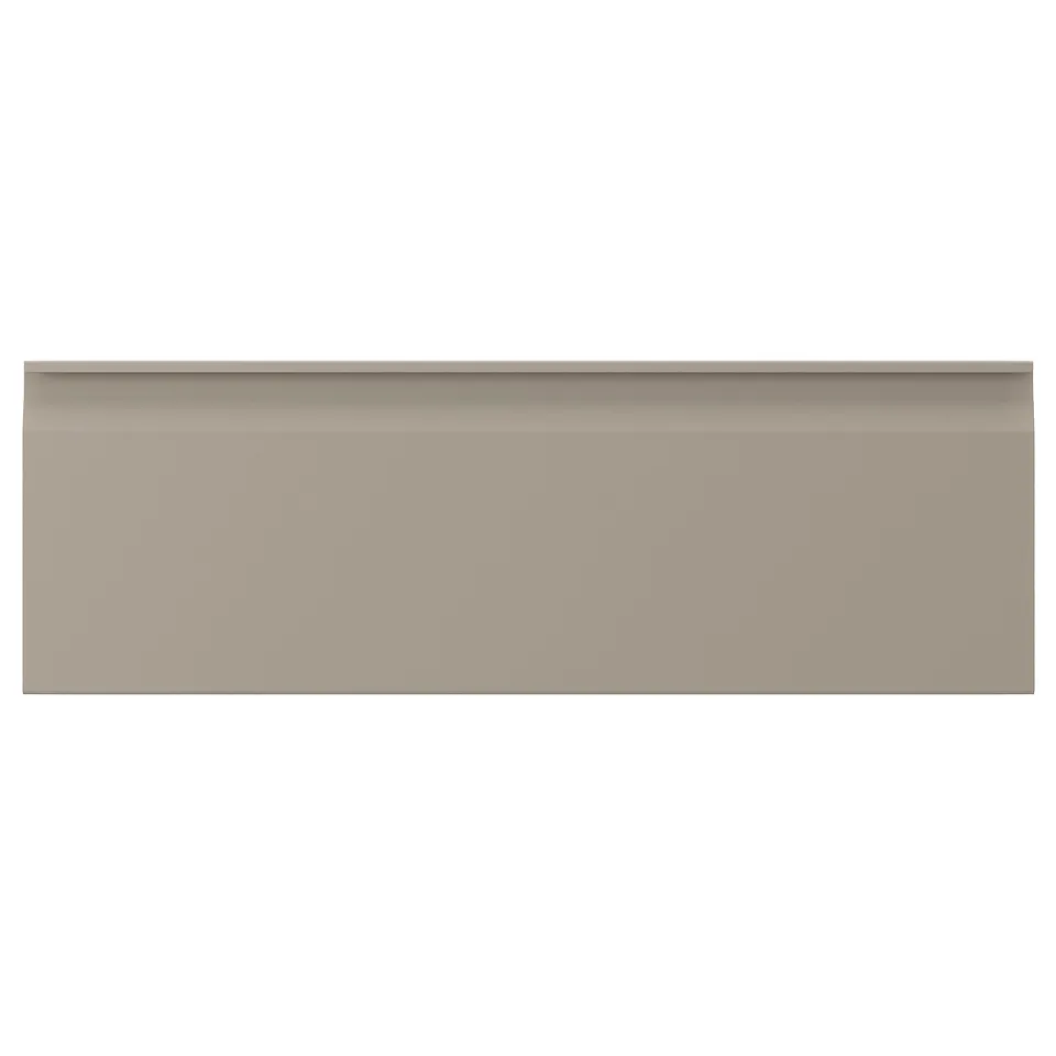 UPPLÖV beige kitchen cabinet with sleek, integrated handles and modern design.