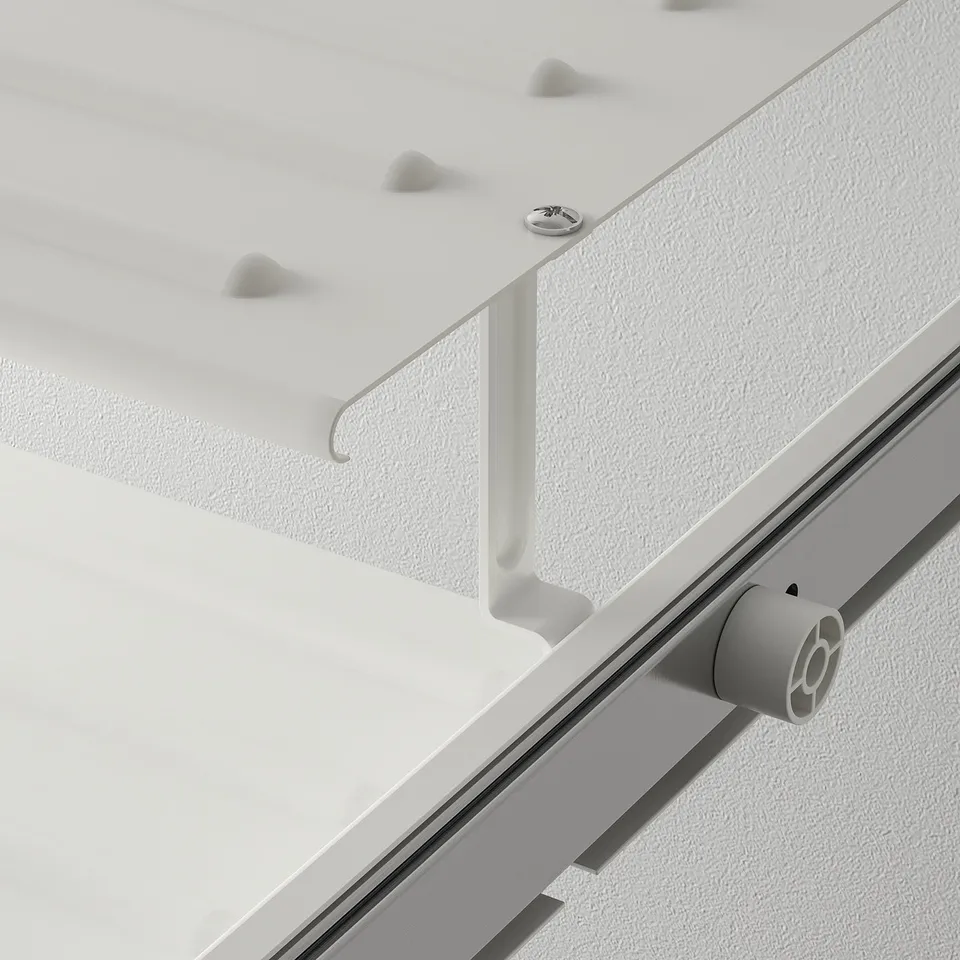 Close-up of sleek, modern metal shoe rack with adjustable shelves and smooth-gliding mechanism.
