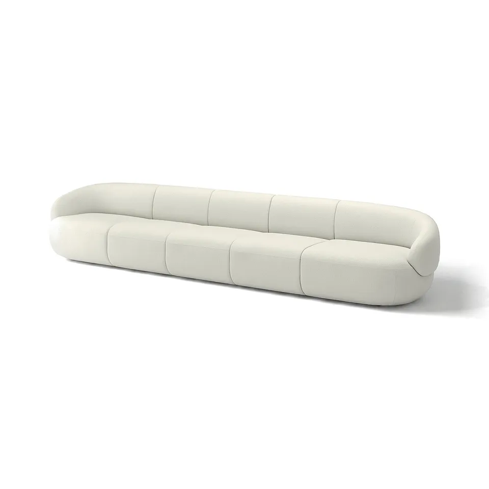 Modern LILLESÄTER sofa in white. Soft, curved shape and tufted design for comfort and style.
