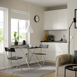 GUNDE set: dining table + chair x2, black, 67x67 cm