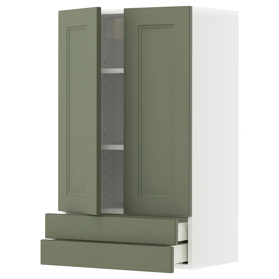 Green METOD kitchen cabinet with axstad fronts, featuring a sleek design and built-in storage compartments.