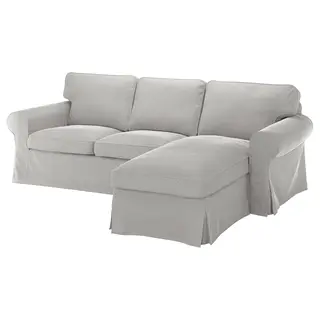 EKTORP cover 3-seat sofa w chaise longue, Tallmyra white/black