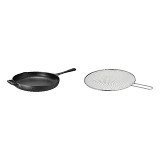 pan + splatter screen set: frying pan + splatter screen, cast iron, 28 cm