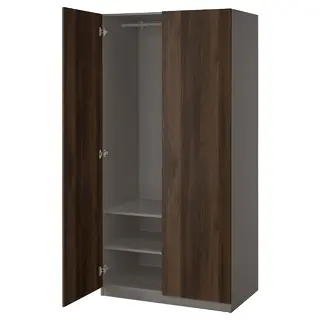 PAX / STORKLINTA wardrobe combination, dark grey/dark brown stained oak effect, 100x60x201 cm