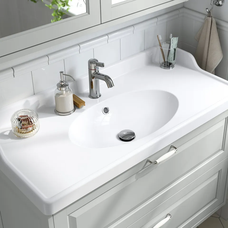 TÄNNFORSEN / RUTSJÖN Wash-stnd w drawers/wash-basin, white, 102x49x74 cm