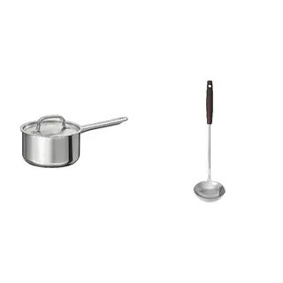 pot + ladle set: saucepan with lid + ladle with separator, stainless steel + stainless steel/walnut, 2.0 l