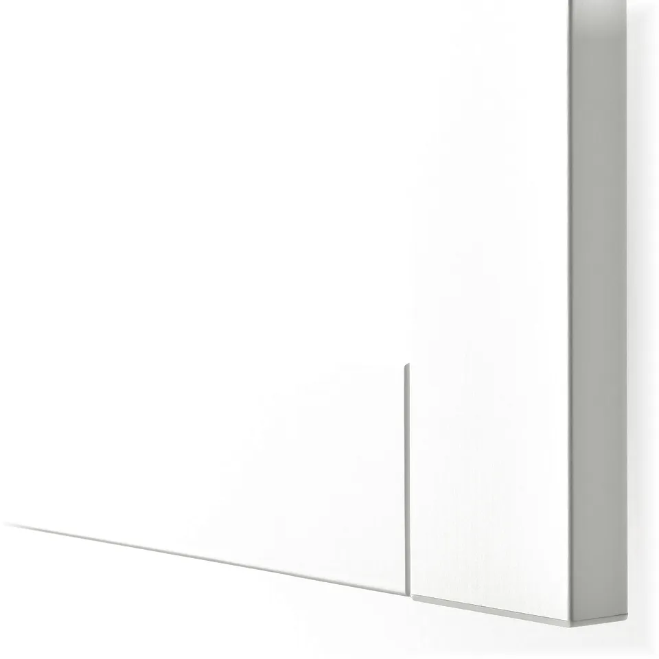 Close-up of sleek, modern white cabinet edge with clean, smooth lines.