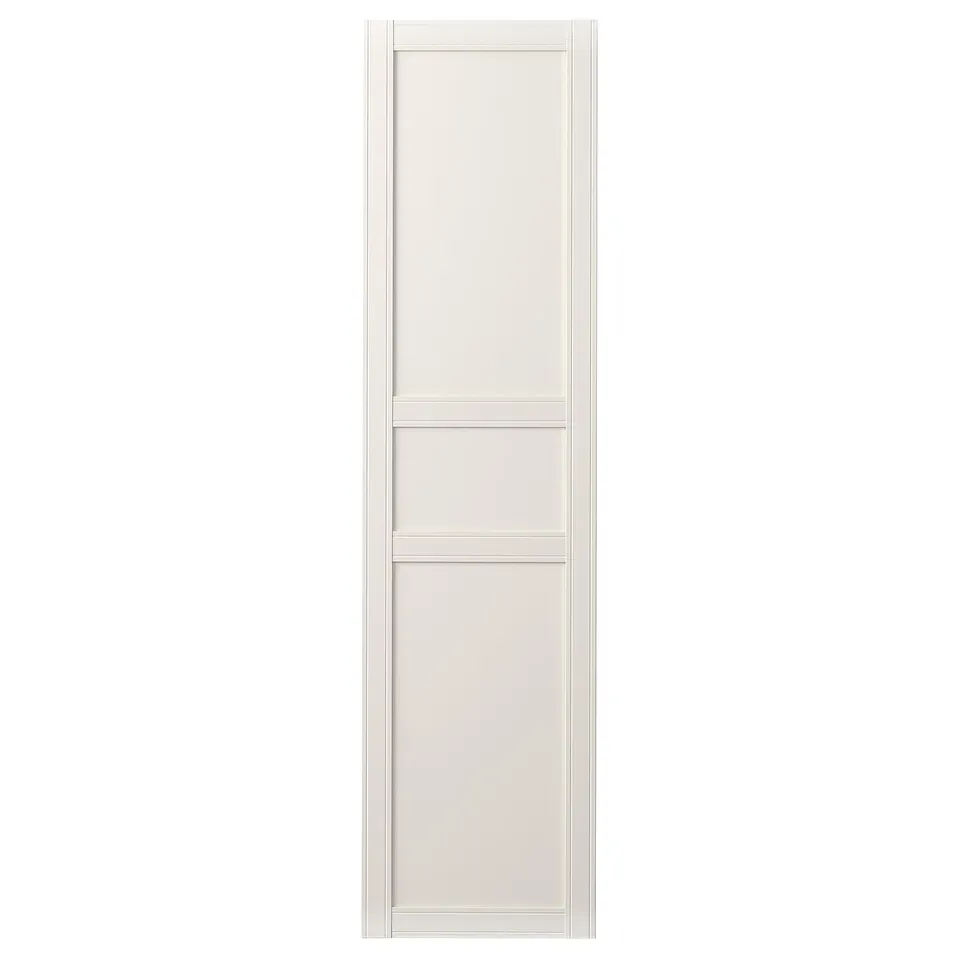 FLISBERGET: white, three-panel, matte, fibreboard door with subtle grooves.