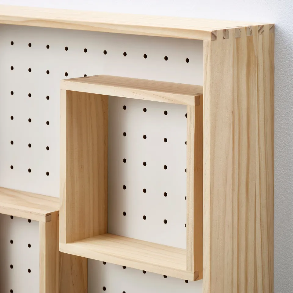 SKOGSMOSAIK Display shelf, pine/white, 45x45 cm