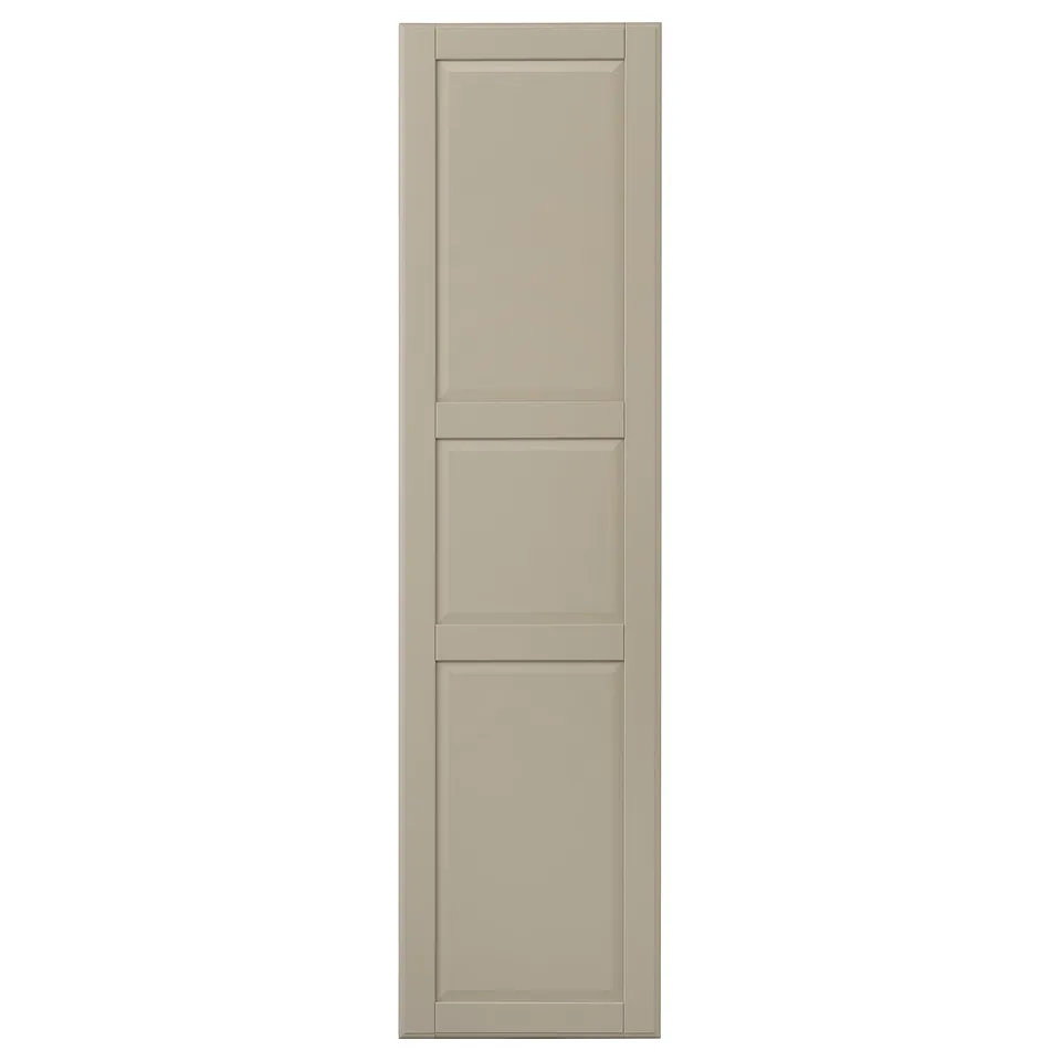 A TYSSEDAL cabinet door in grey-beige with a classic panel design. The rectangular shape rounded edges and a durable painted finish.